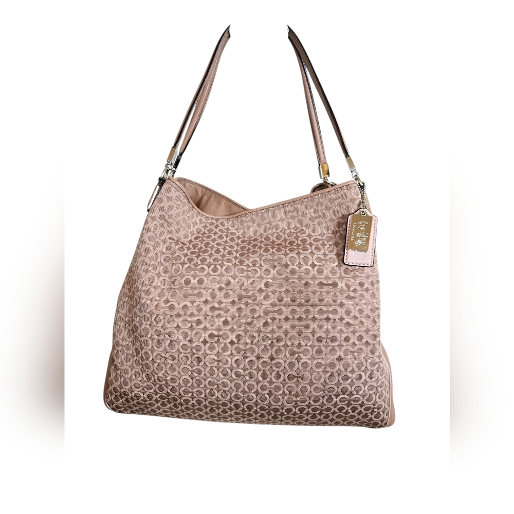 Coach Madison LG Tearose Phoebe Op Art Needlepoint Handbag 25202